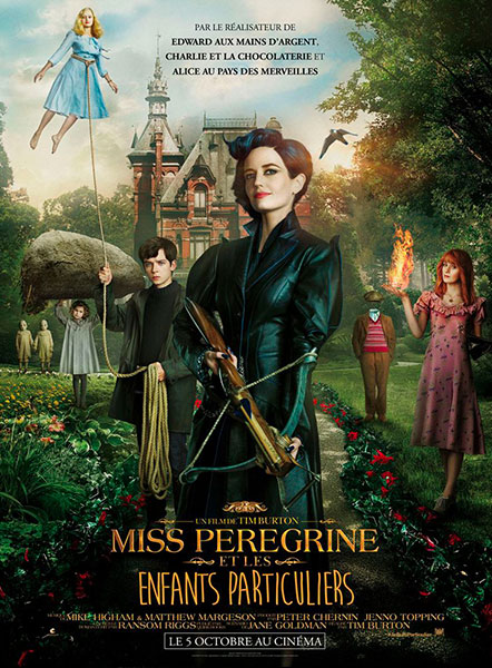 Affiche de Miss Peregrine et les enfants particuliers de Tim Burton avec Eva Green et Asa Butterfield