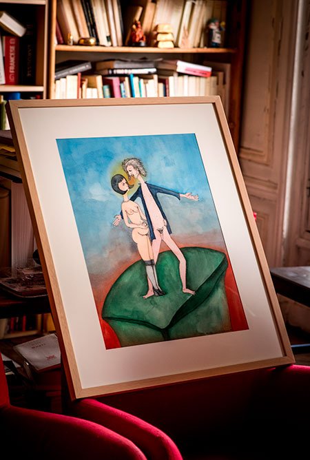 Dans le bureau d'Alejandro Jodorowsky. Premier tableau de Pascalejandro © Yann Vidal