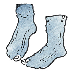 À trois, on y va de Jérôme Bonnell : détails du film en illustration : chaussettes trouées © Timothée Lestradet