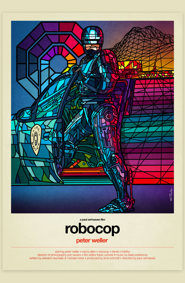 Van Orton Design Affiche Graphisme Robocop Peter Weller Paul Verhoeven Vectoriel Vitrail Poster film