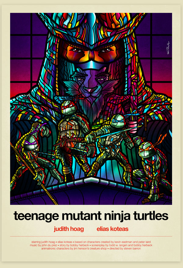 Van Orton Design Affiche Tortues Ninjas Graphisme TMNT Shredder Vectoriel Vitrail Poster film